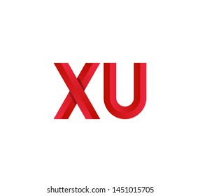 Initial logo 2 letters red vector XU
