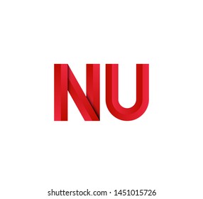 Initial logo 2 letters red vector NU