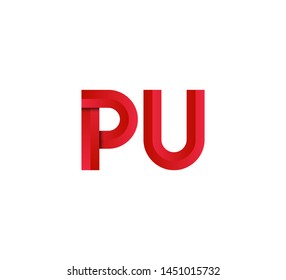 Initial logo 2 letters red vector PU