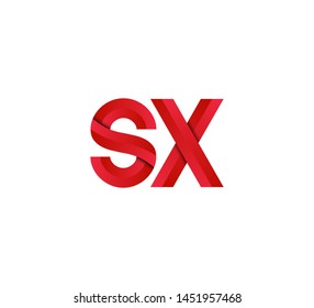 Initial logo 2 letters red vector SX