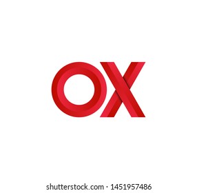 Initial logo 2 letters red vector OX