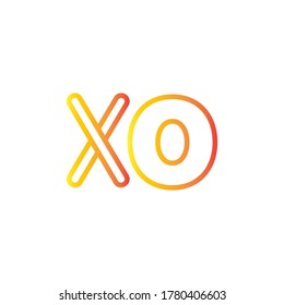 Initial logo 2 letters red vector XO. Tic tac toe icon. Stock vector illustration isolated on white background.