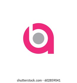 initial logo ab, ba, b inside a rounded letter negative space logo pink gray