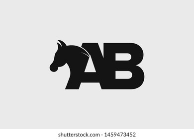 Initial logo AB letter with stallion head. The combination of letters A and B is black