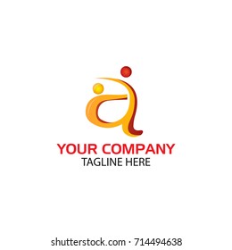initial logo a with abstract people