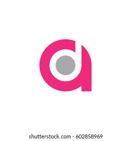 initial logo ad, da, d inside a rounded letter negative space logo pink gray