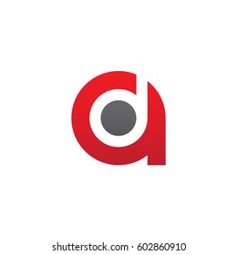 initial logo ad, da, d inside a rounded letter negative space logo red gray