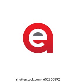 initial logo ae, ea, e inside a rounded letter negative space logo red gray