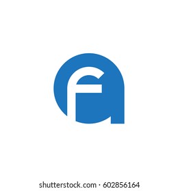 initial logo af, fa, f inside a rounded letter negative space logo blue