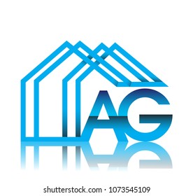 initial logo AG with house icon, business logo and property developer.