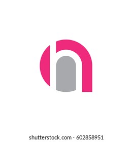 initial logo ah, ha, h inside a rounded letter negative space logo pink gray