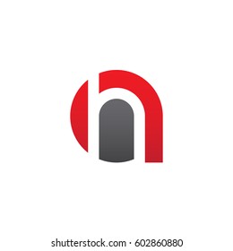 initial logo ah, ha, h inside a rounded letter negative space logo red gray