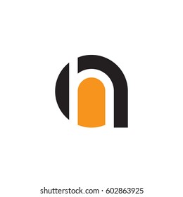 initial logo ah, ha, h inside a rounded letter negative space logo black orange