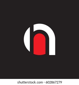 initial logo ah, ha, h inside a rounded letter negative space logo white red black background