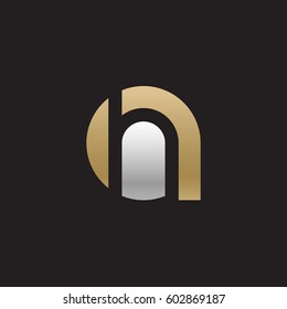 initial logo ah, ha, h inside a rounded letter negative space logo gold silver