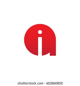 initial logo ai, ia, i inside a rounded letter negative space logo red 