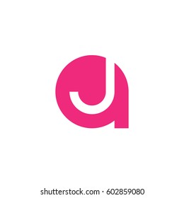 initial logo aj, ja, j inside a rounded letter negative space logo pink