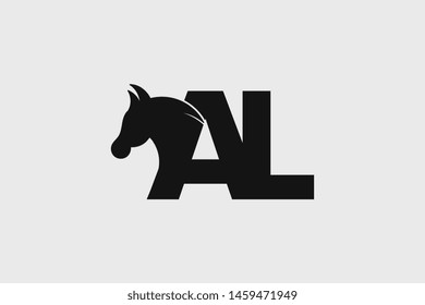 Initial logo AL letter with stallion head. The combination of letters A and L is black