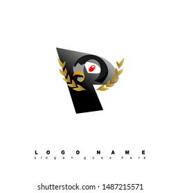 Initial logo alphabet P and bird head logo 