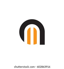 initial logo am, ma, m inside a rounded letter negative space logo black orange