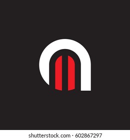 initial logo am, ma, m inside a rounded letter negative space logo white red black background