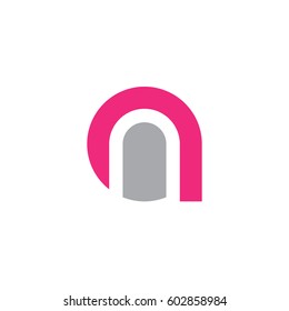 initial logo an, na, n inside a rounded letter negative space logo pink gray