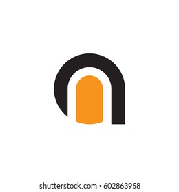 initial logo an, na, n inside a rounded letter negative space logo black orange