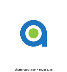 initial logo ao, oa, o inside a rounded letter negative space logo blue green