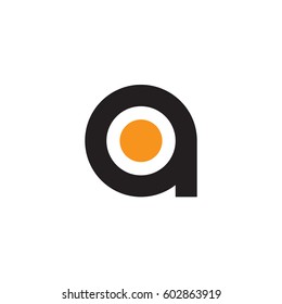 initial logo ao, oa, o inside a rounded letter negative space logo black orange