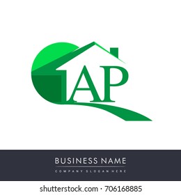 initial logo AP with house icon, business logo and property developer.