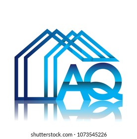 initial logo AQ with house icon, business logo and property developer.