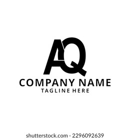 Initial Logo AQ, QA. Vektor Desain Surat dengan Warna  Hitam.