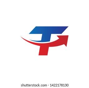 initial logo with arrow symbol vector t