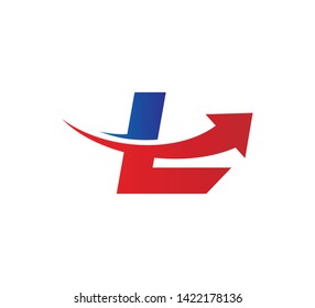 initial logo with arrow symbol vector L