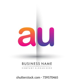 initial logo AU lowercase letter, orange and magenta creative logotype concept, modern and simple logo design.