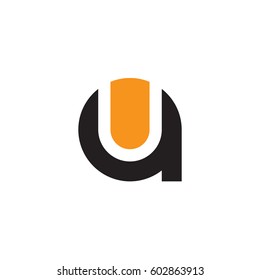 initial logo au, ua, u inside a rounded letter negative space logo black orange