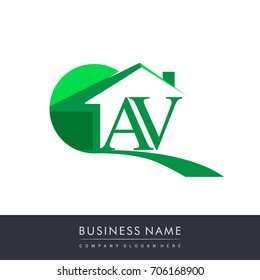 initial logo AV with house icon, business logo and property developer.