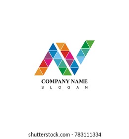 Initial logo av modern. flat colorful symbol on white background