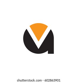 initial logo av, va, v inside a rounded letter negative space logo black orange