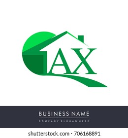 initial logo AX with house icon, business logo and property developer.