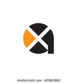 initial logo ax, xa, x inside a rounded letter negative space logo black orange