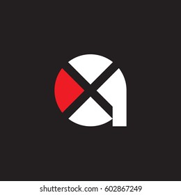 initial logo ax, xa, x inside a rounded letter negative space logo white red black background
