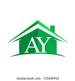 initial logo AY with house icon and green color, business logo and property developer.