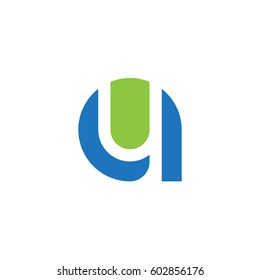initial logo ay, ya, y inside a rounded letter negative space logo blue green