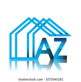 initial logo AZ with house icon, business logo and property developer.