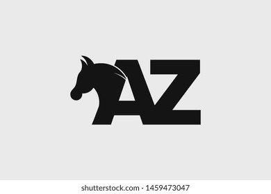 Initial logo AZ letter with stallion head. The combination of letters A and Z is black