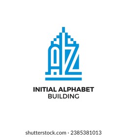 Logotipo inicial AZ lujosa construcción