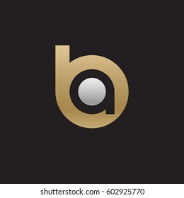 initial logo ba, ab, a inside b rounded letter negative space logo gold silver