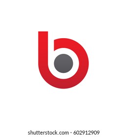 initial logo bb, b inside b rounded letter negative space logo red gray