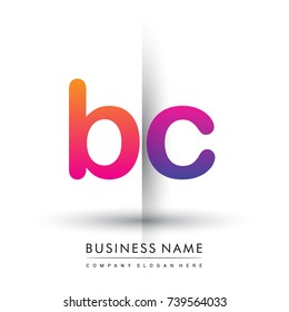 initial logo BC lowercase letter, orange and magenta creative logotype concept, modern and simple logo design.